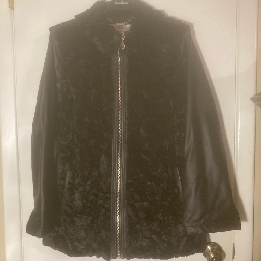 Faux fur and leather jacket